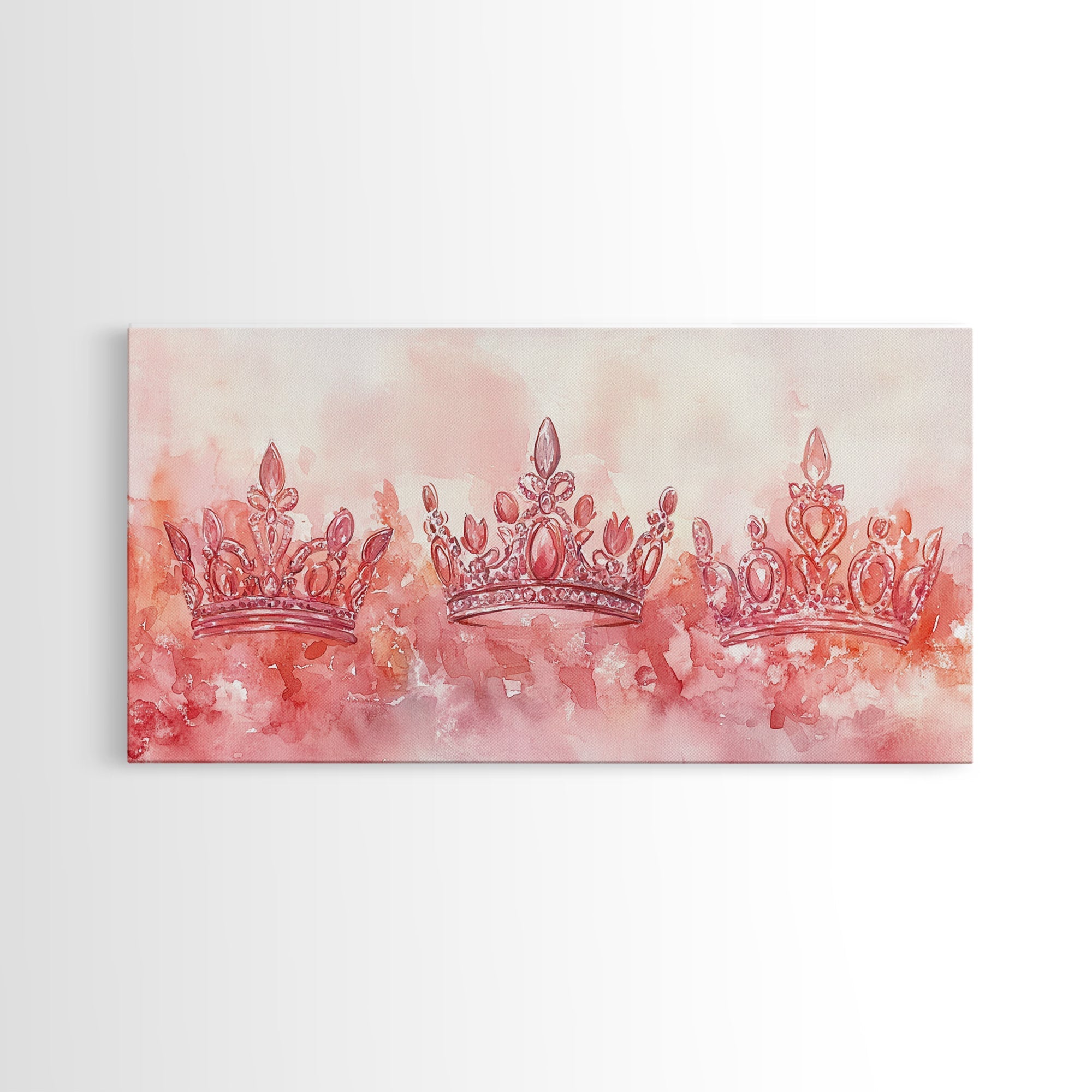 Crown Art Framed Canvas Print Light Pink Wall Art Glam Royal Decor Feminine Gift Idea Elegant Cottagecore Living Room Aesthetic Accent