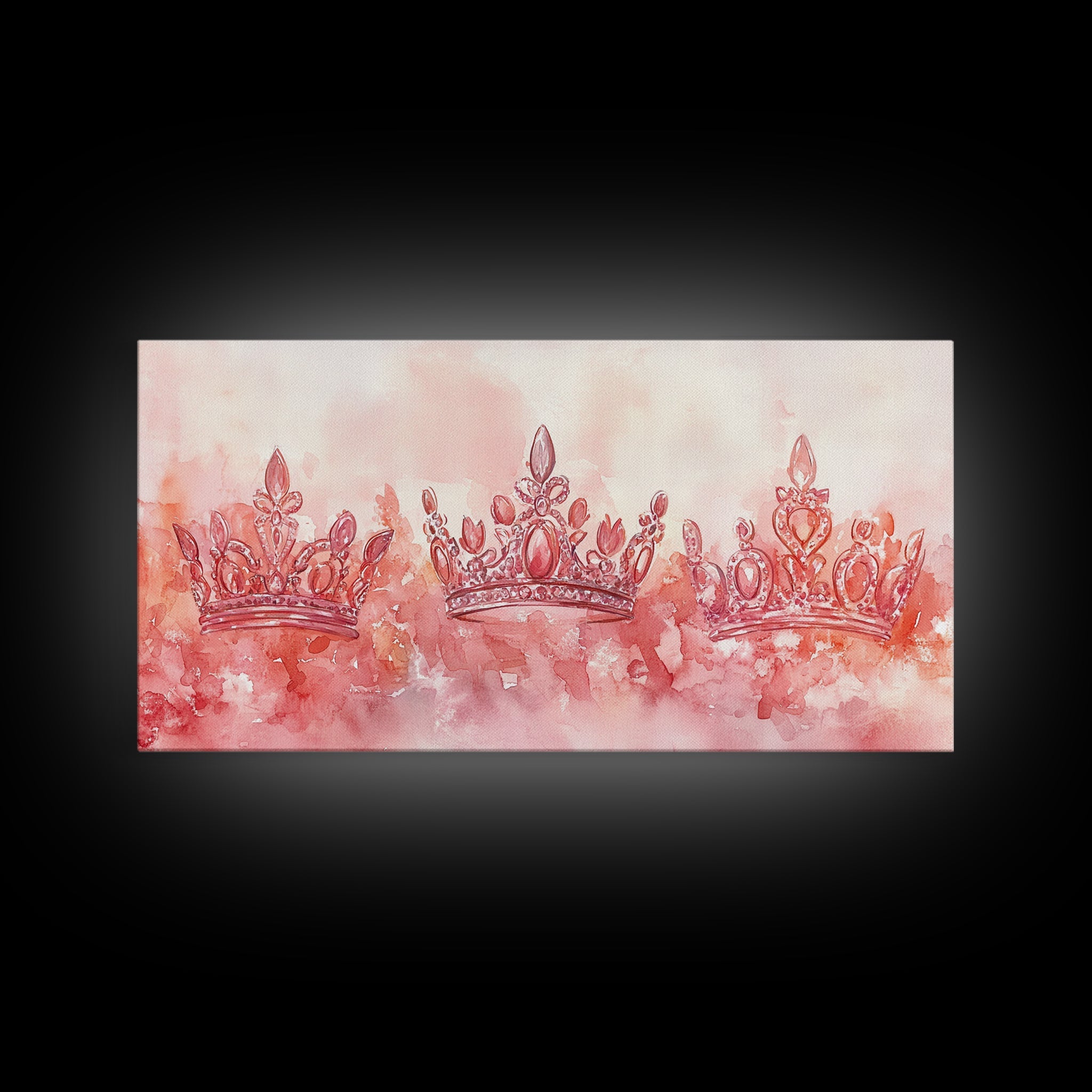 Crown Art Framed Canvas Print Light Pink Wall Art Glam Royal Decor Feminine Gift Idea Elegant Cottagecore Living Room Aesthetic Accent