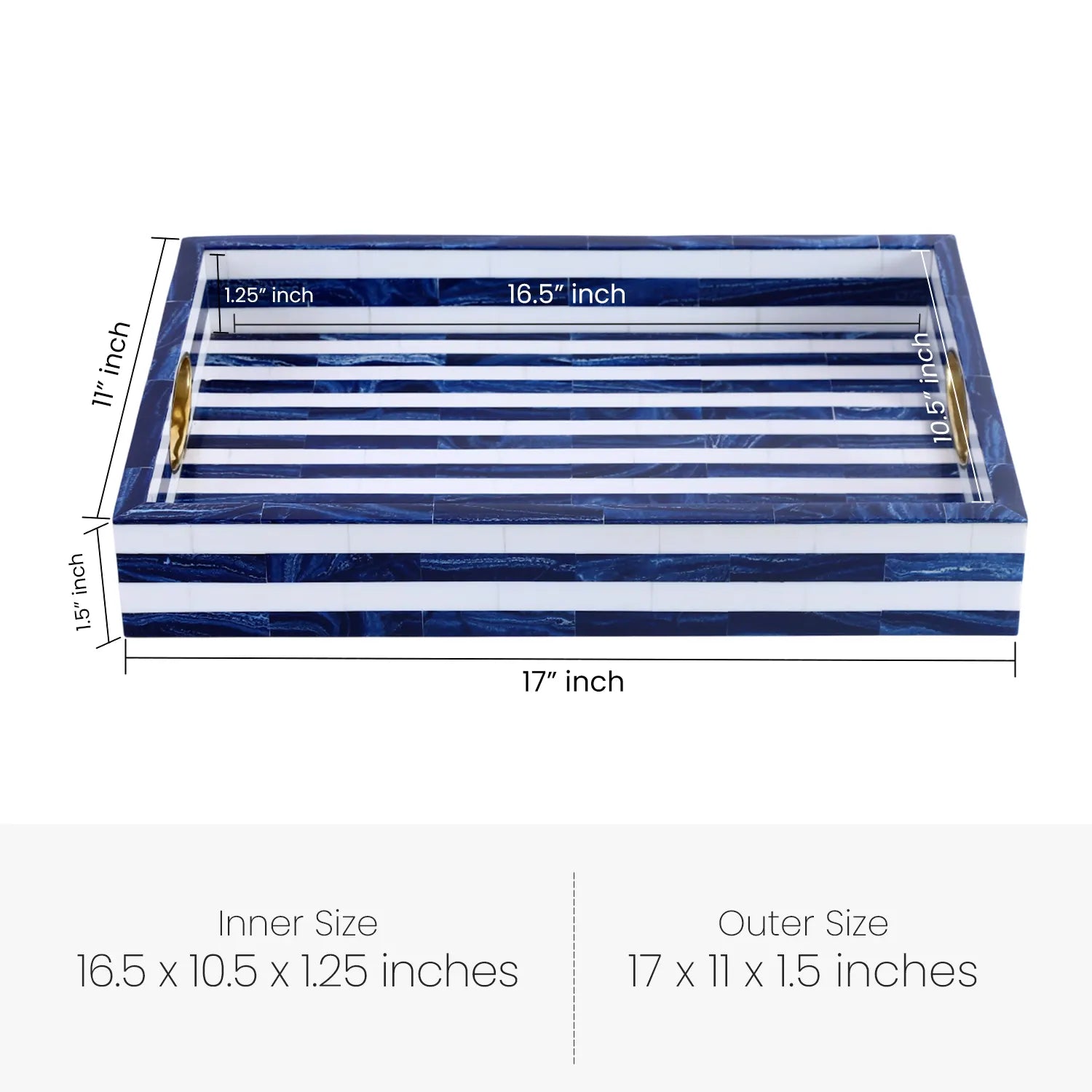 Decorative Tray Handmade Optique Madrid Inspired Resin Inlay – 11" x 17"
