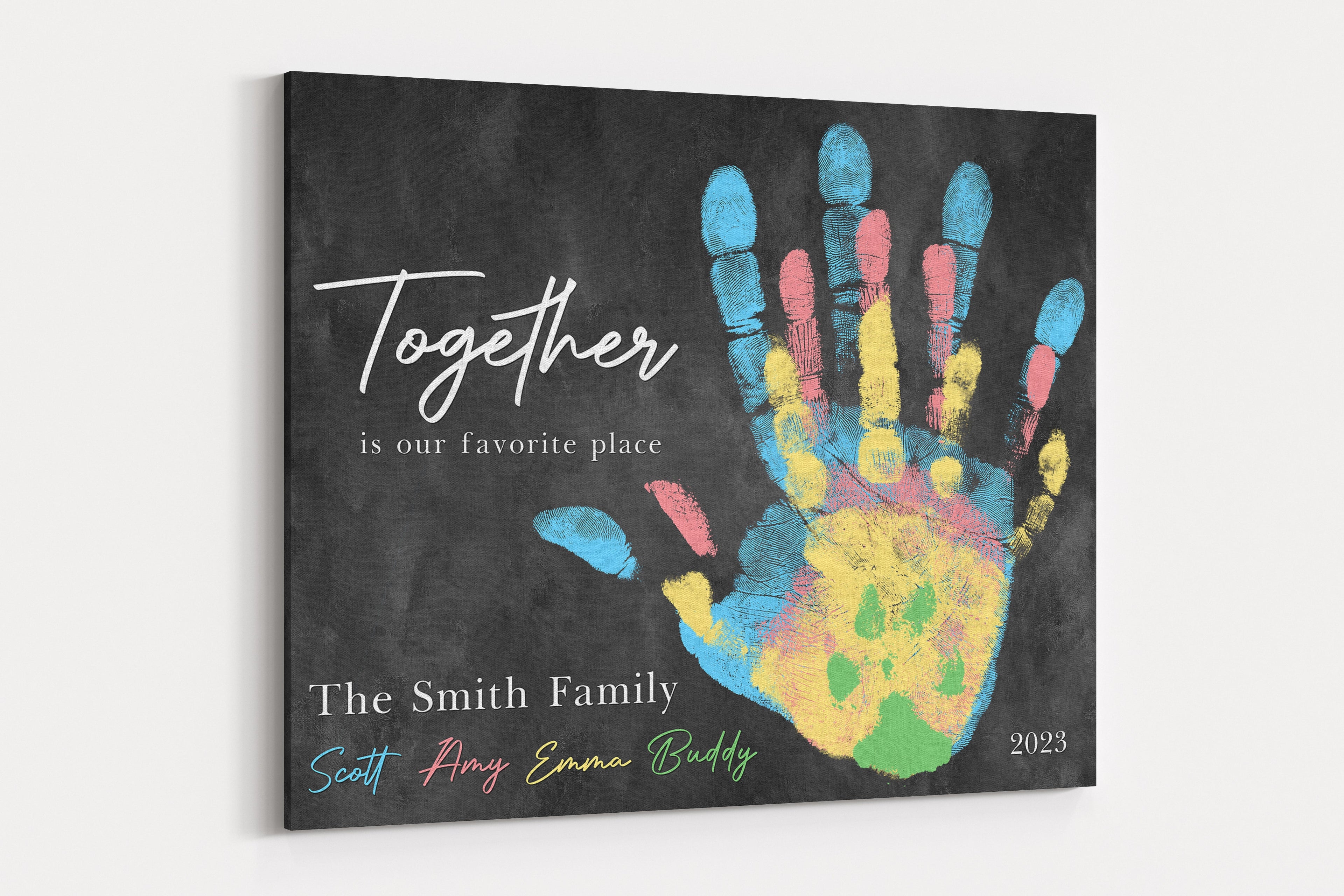 Family Handprint Canvas: Together Is Our Favorite Place Wall Art