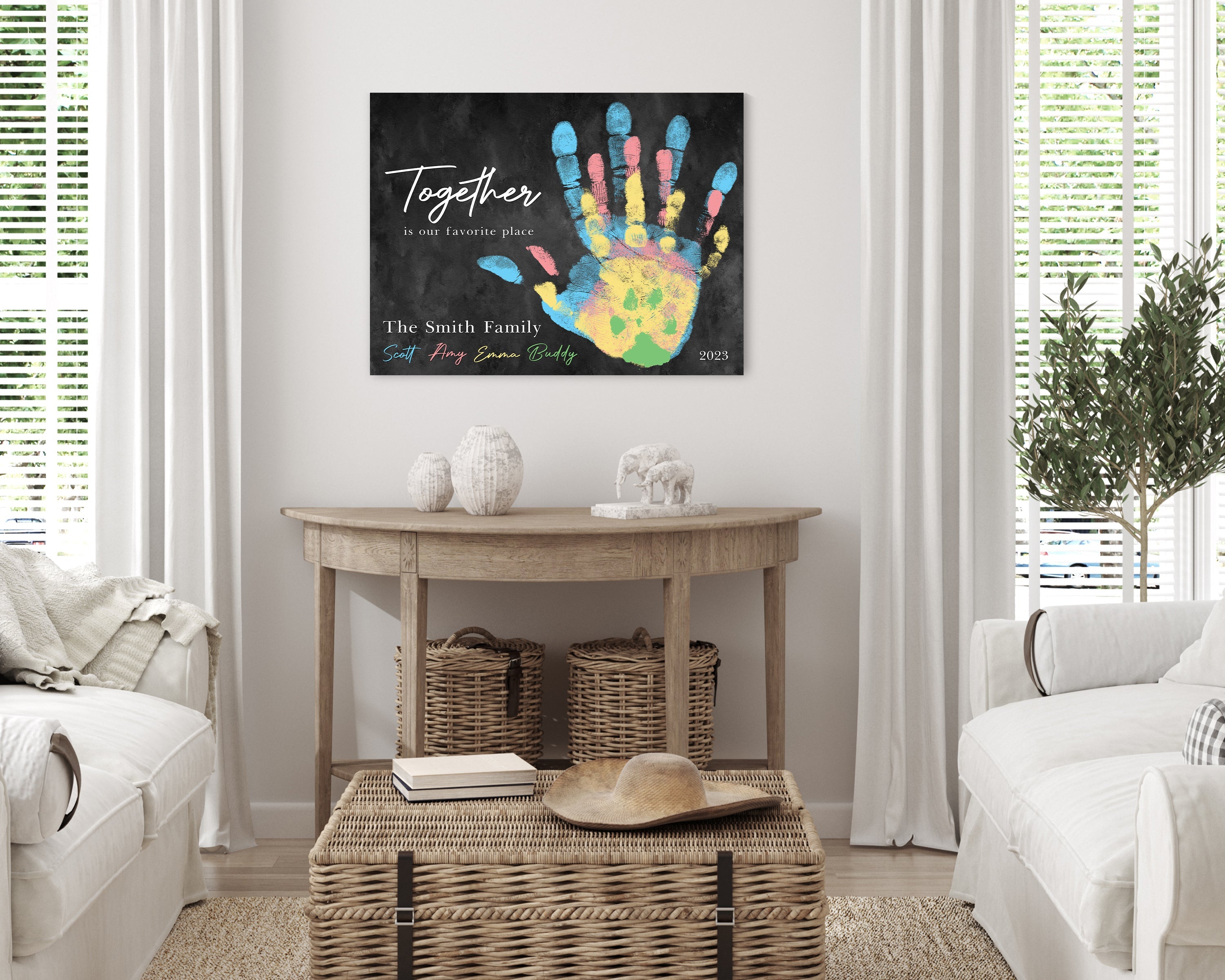 Family Handprint Canvas: Together Is Our Favorite Place Wall Art