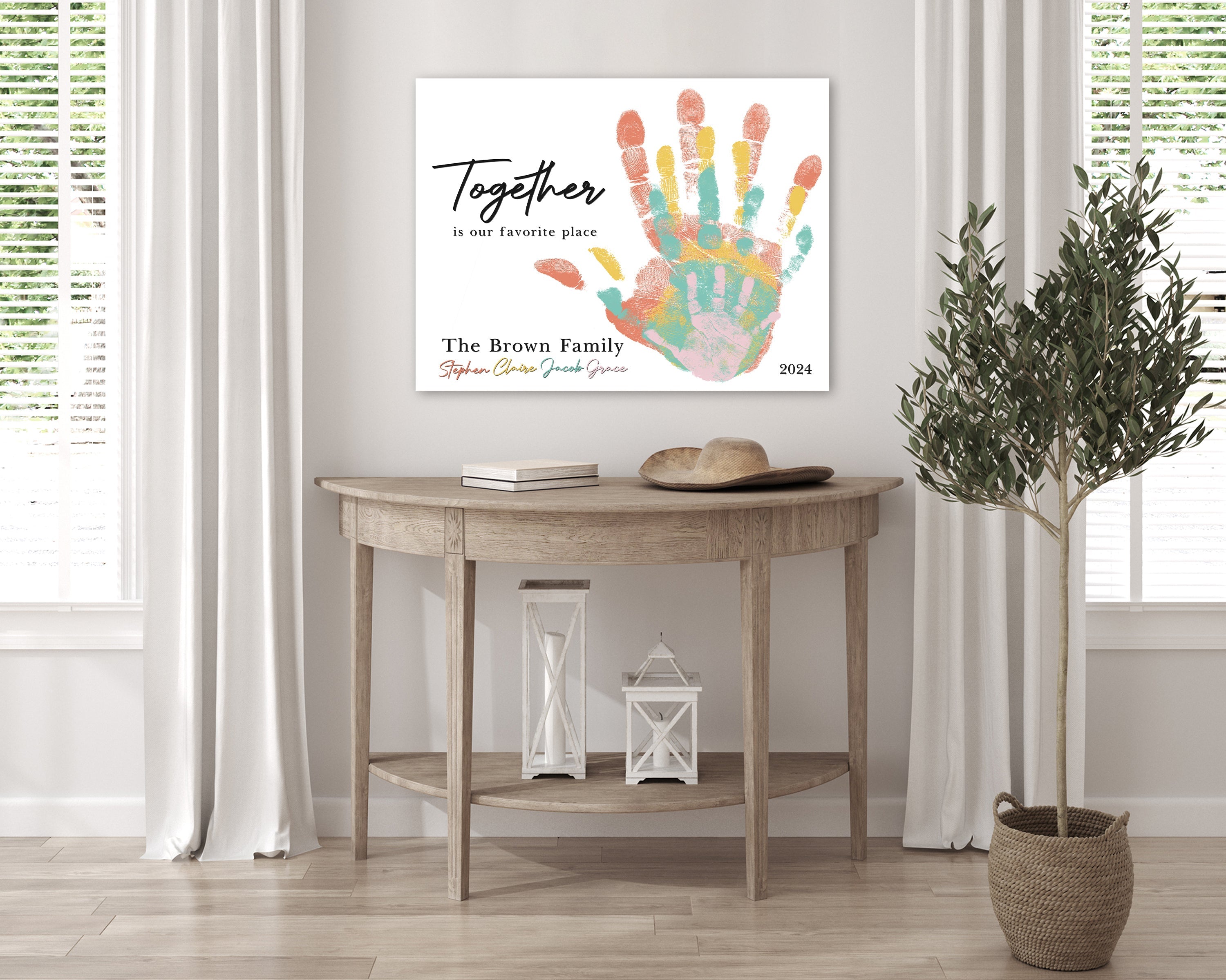 Family Handprint Canvas: Together Is Our Favorite Place Wall Art