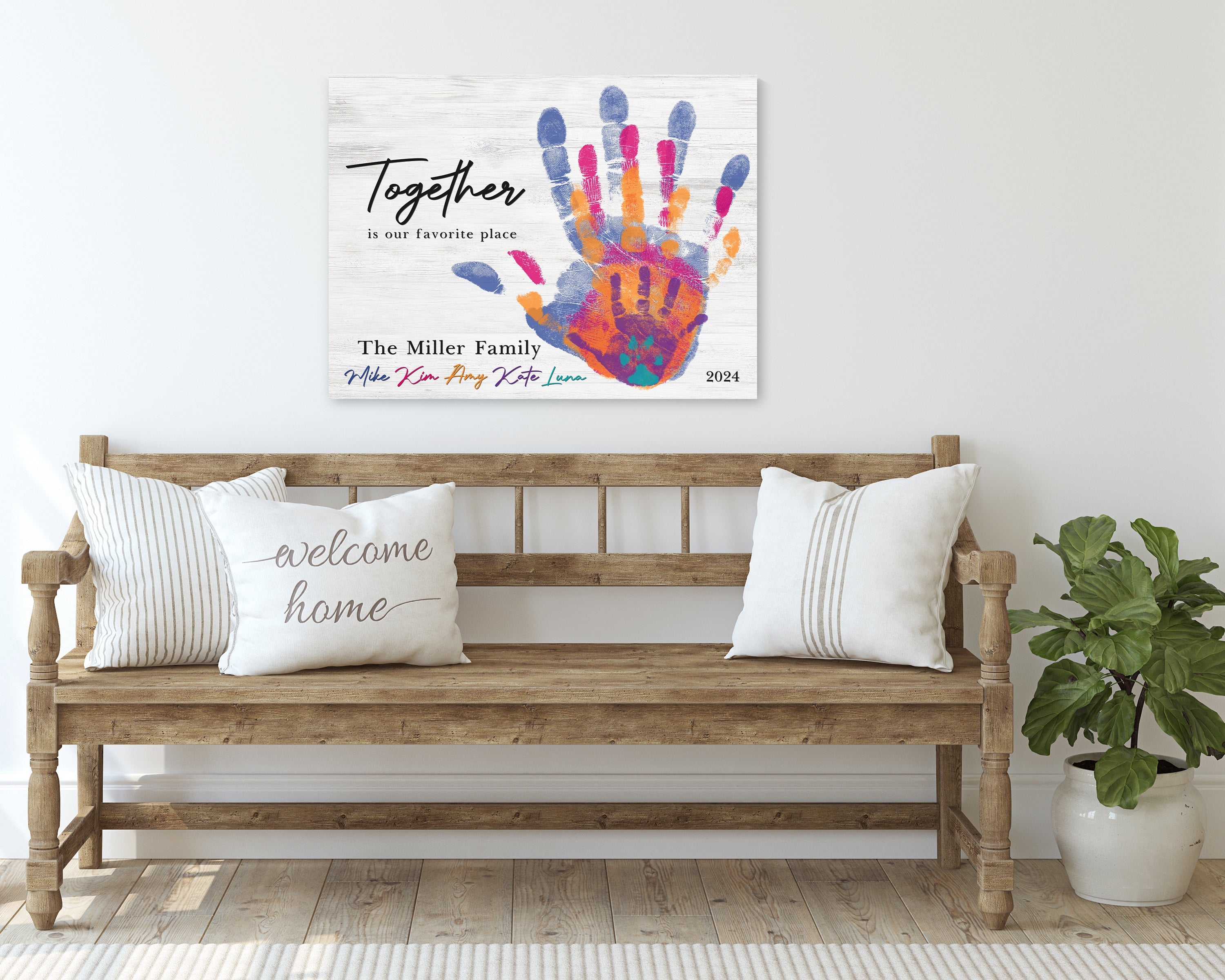 Family Handprint Canvas: Together Is Our Favorite Place Wall Art
