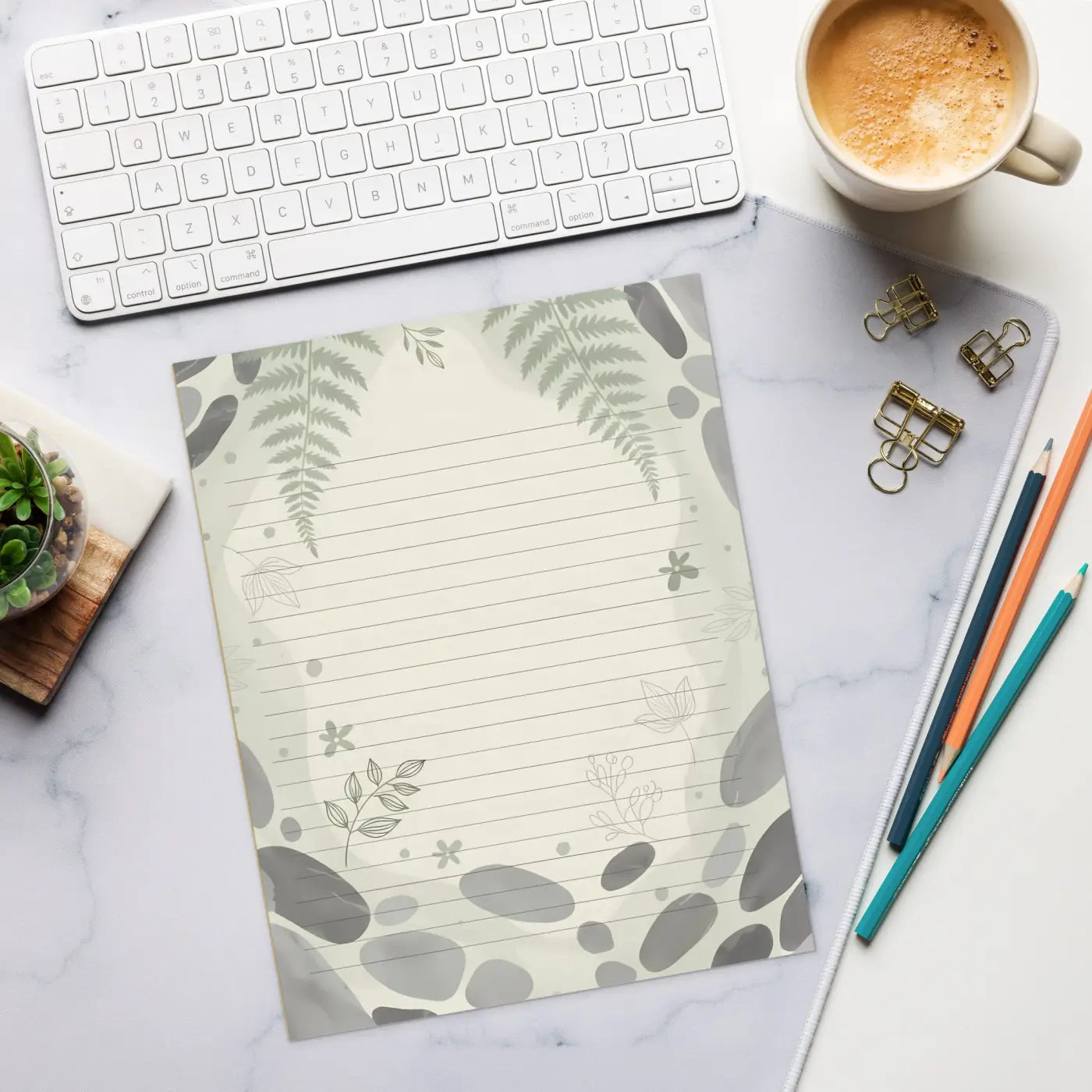 Botanical Ferns Notepad - Single-Sided Tear-Away Pages - Dipaliz